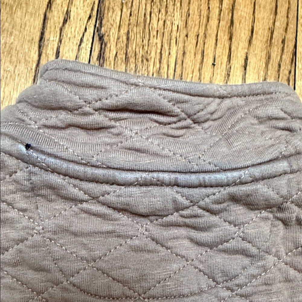 Frank & Oak sz L Tan Quilted 1/4 snap sweatshirt contrast retro Farm Chore - Picture 12 of 13